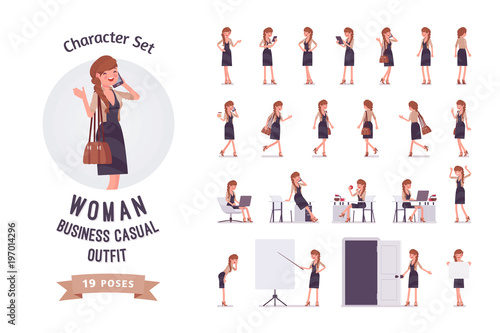 Pretty female office employee ready-to-use character set