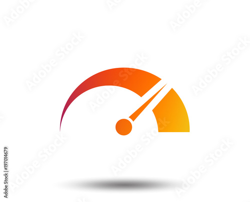 Tachometer sign icon. Revolution-counter symbol. Car speedometer performance. Blurred gradient design element. Vivid graphic flat icon. Vector