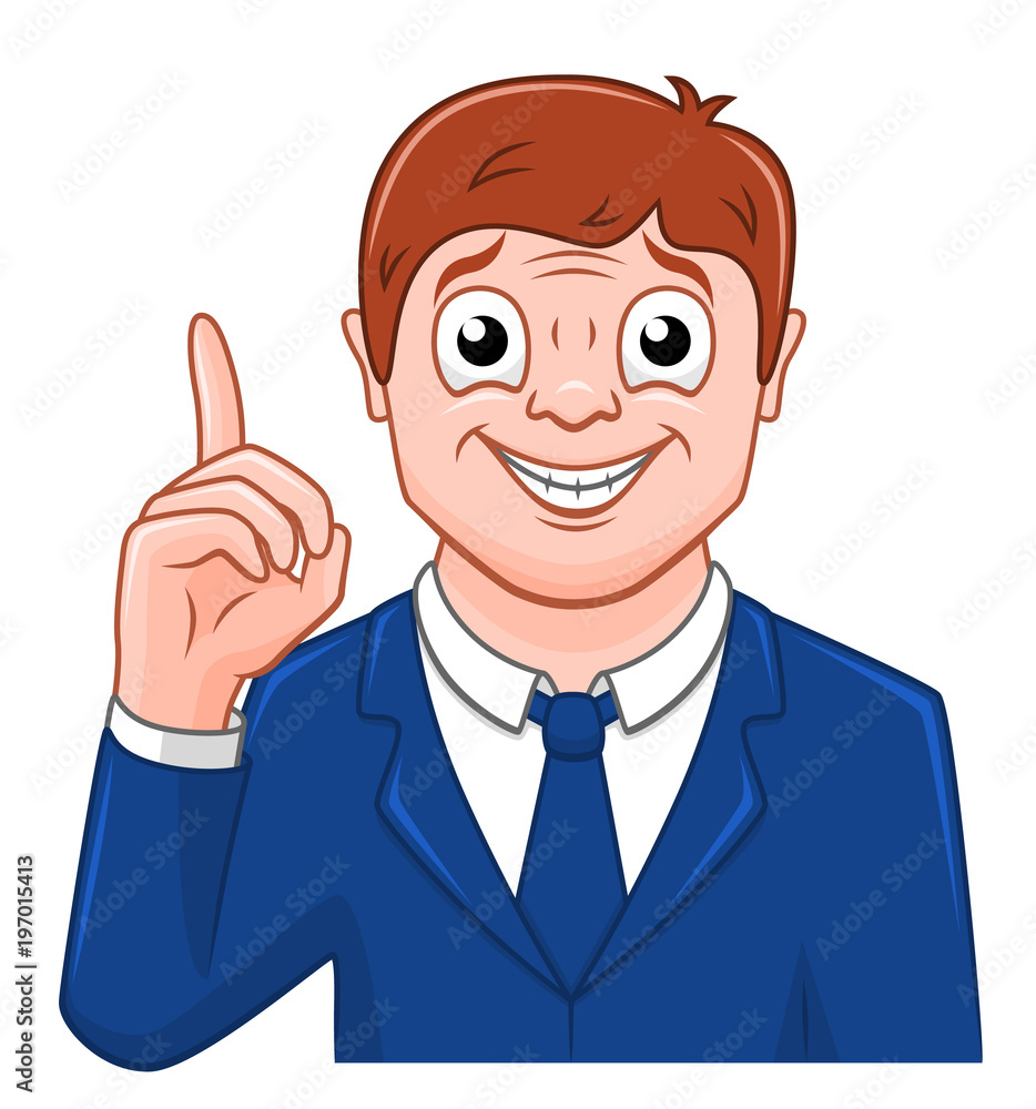 Cartoon businessman with finger up