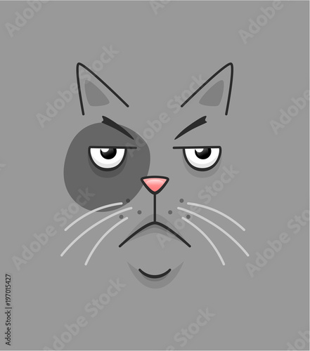 Cartoon gloomy cat face background