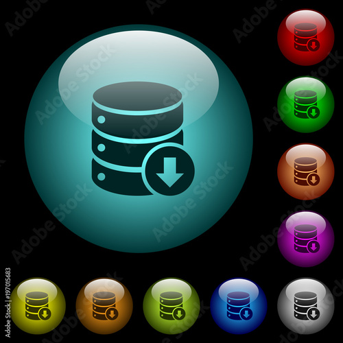 Database down icons in color illuminated glass buttons