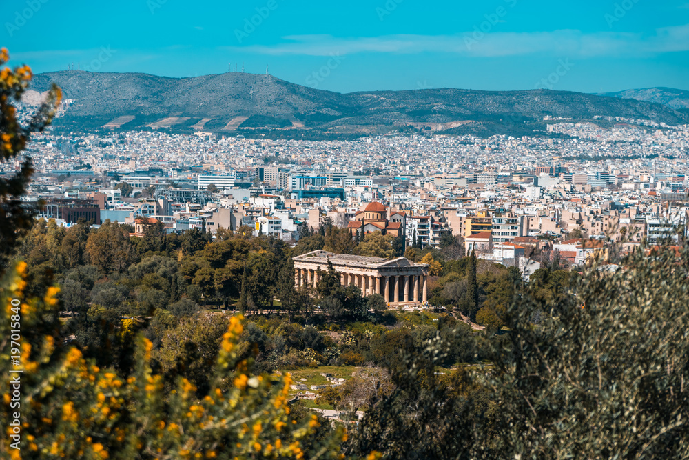 View to Hephaestus Temple from Acropolis, Athens, Greece