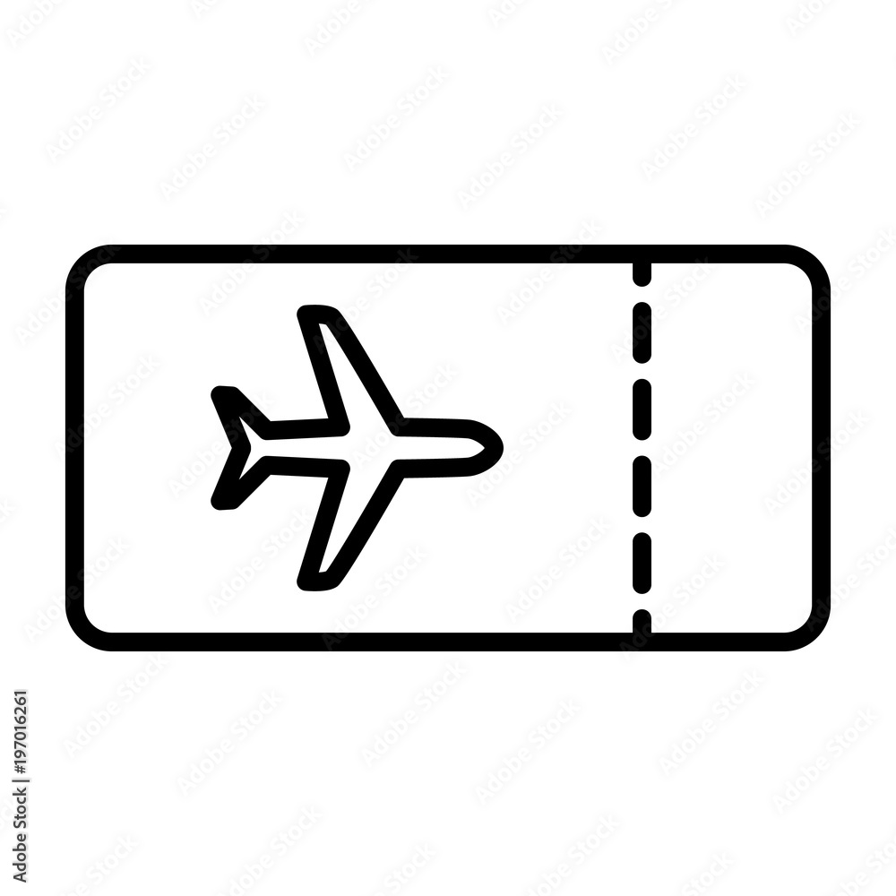 Plane Ticket Line Icon. Vector Simple Minimal 96x96 Pictogram