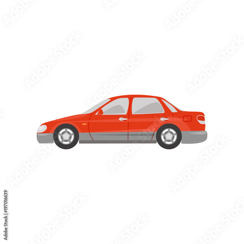 Fototapeta Naklejka Na Ścianę i Meble -  Red car, side view vector Illustration on a white background