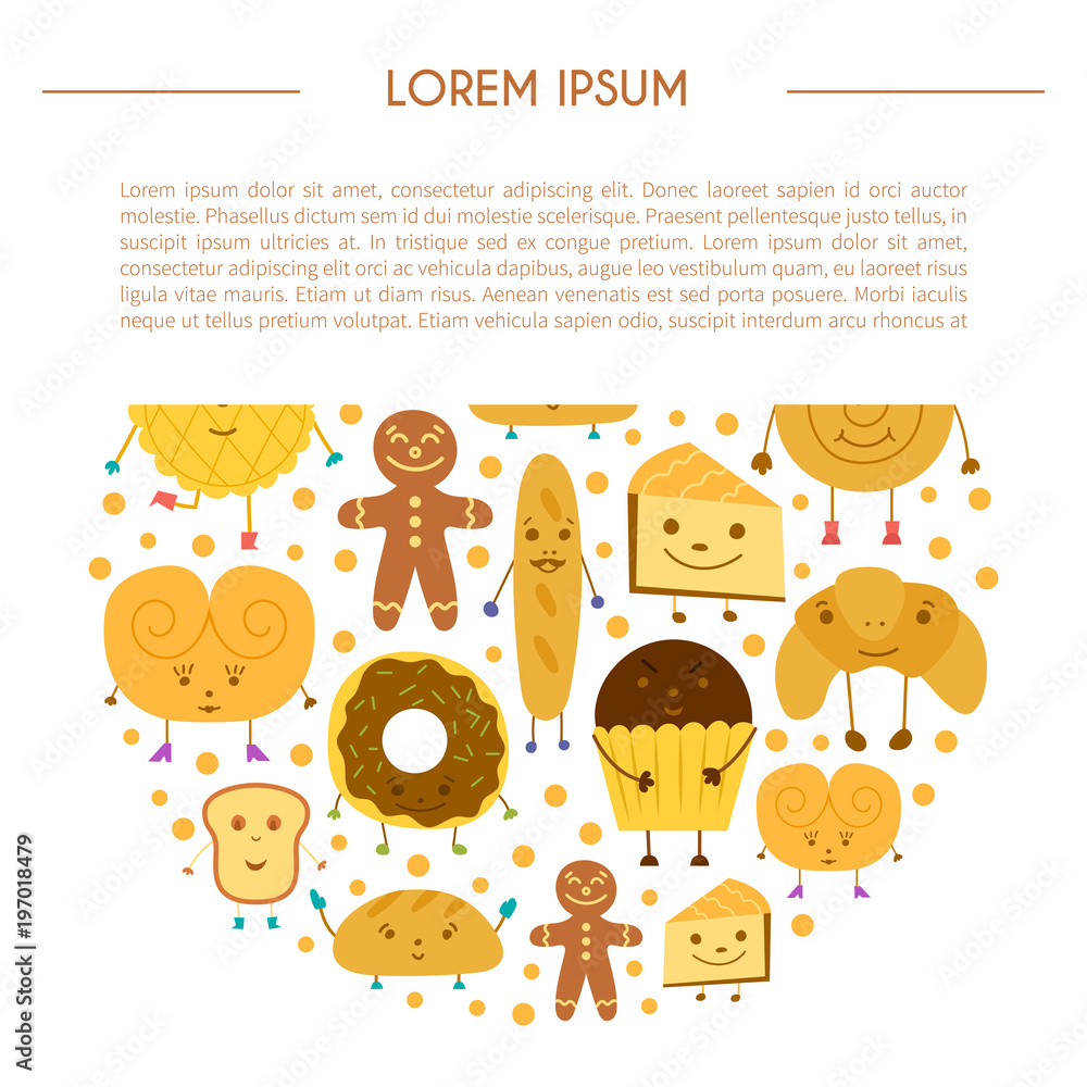 Naklejka premium Vector cartoon bread characters