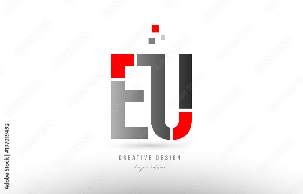 red grey alphabet letter eu e u logo combination icon design red grey alphabet letter eu e u logo combination icon design