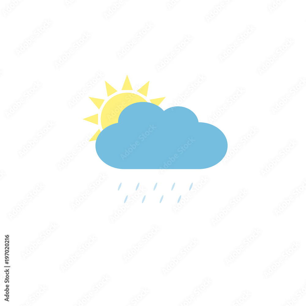 Sunny cloud rain icon. Raining weather icon Sunny cloud rain icon. Raining weather icon