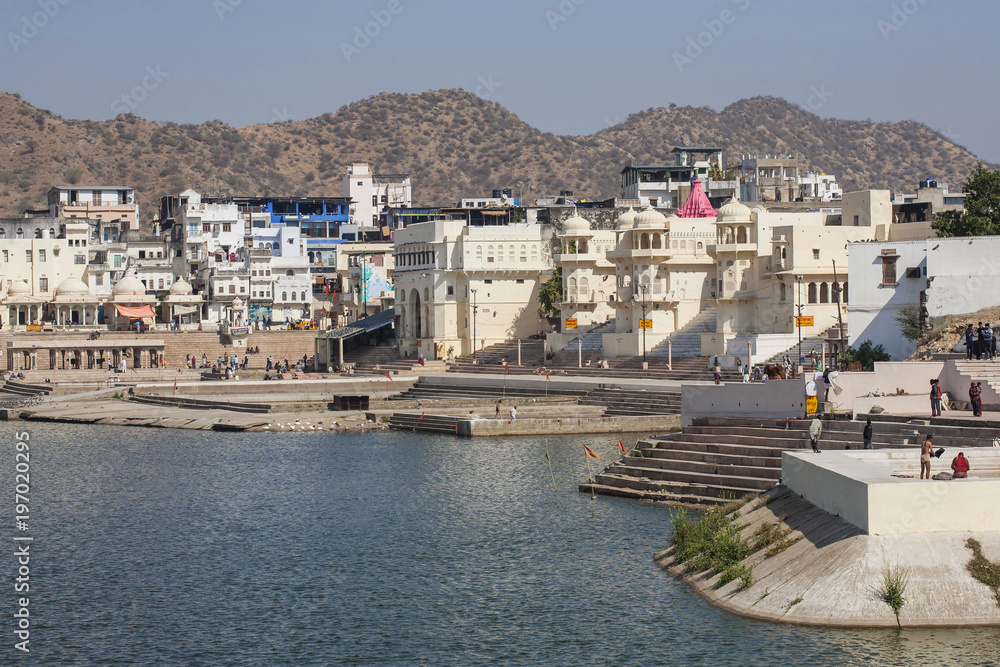 Pushkar holy lake in Pushkar city, Rajasthan, India