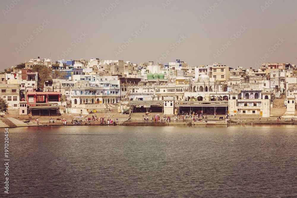 Pushkar holy lake in Pushkar city, Rajasthan, India