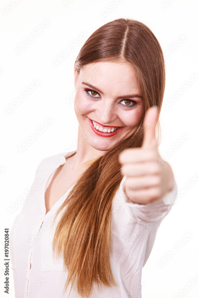 custom made wallpaper toronto digitalHappy positive brunette woman showing thumb up