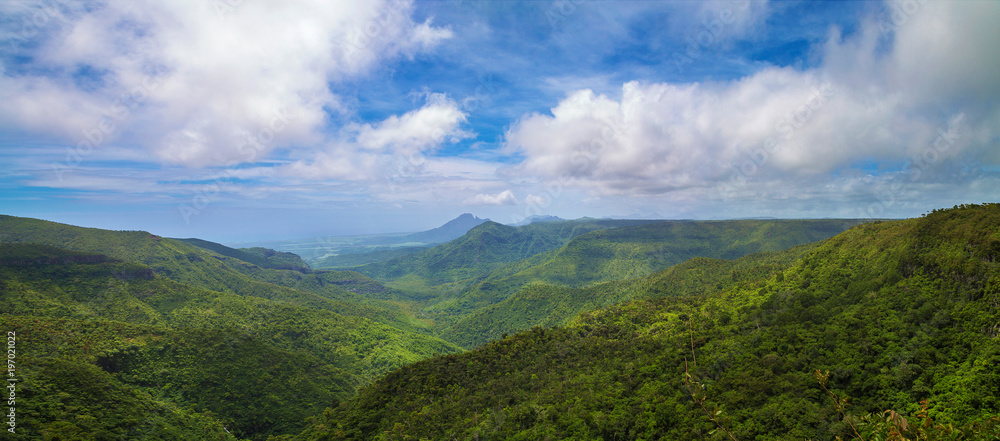 Panoramic view of Black River Gorges National Park, Gorges Viewpoint in Mauritius