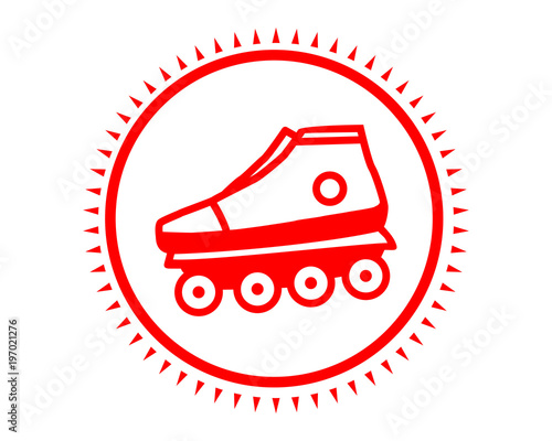 red roller blade icon sport equipment tool utensil image vector