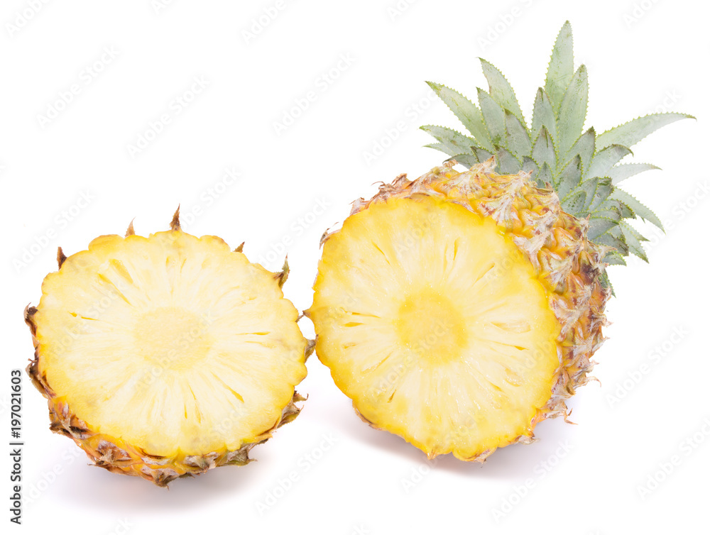 Sliced tasty pineapple fruit isolated on white background Sliced tasty pineapple fruit isolated on white background