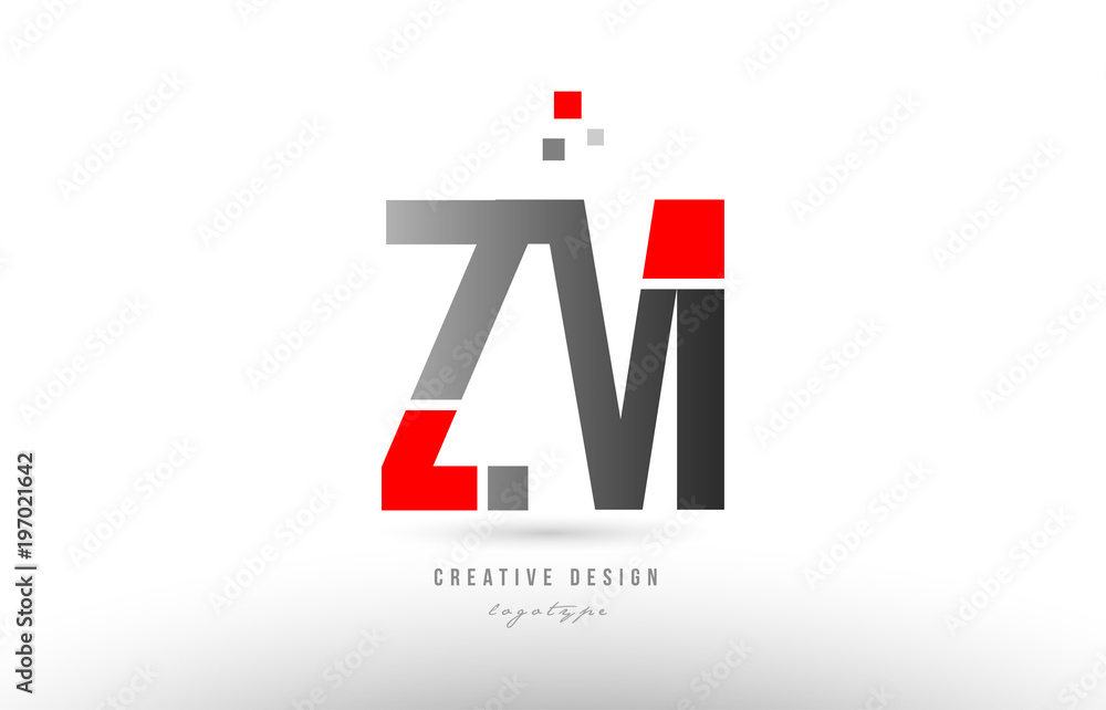 red-grey-alphabet-letter-zm-z-m-logo-combination-icon-design-stock