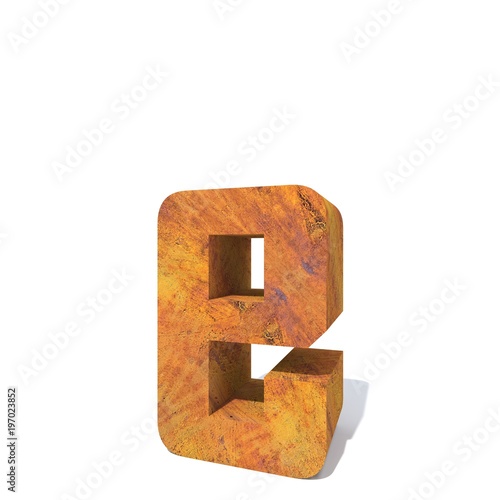 Conceptual old rusted metal font or type, iron or steel industry piece isolated white background. Educative rusty material, aged vintage surface, worn damaged object as 3D illustration rough surface