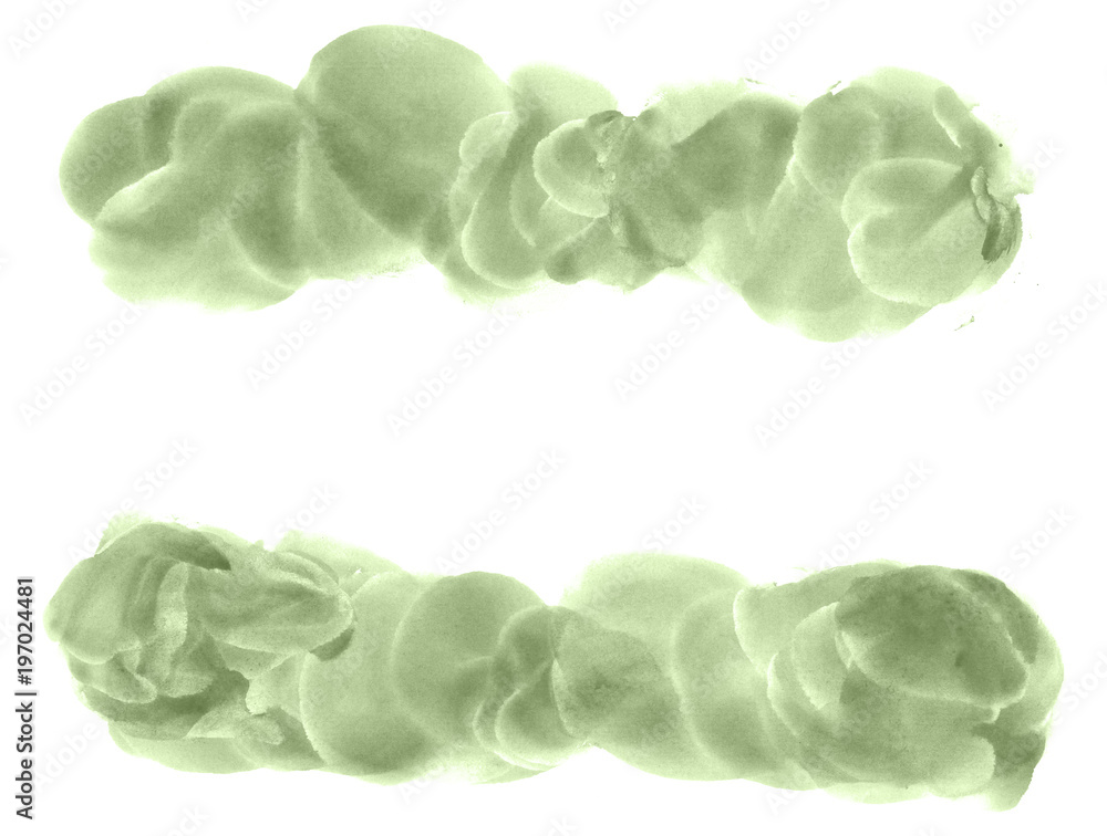 Abstract watercolor background hand-drawn on paper. Volumetric smoke elements. Nile Green color. For design, websites, card, text, decoration, surfaces. Abstract watercolor background hand-drawn on paper. Volumetric smoke elements. Nile Green color. For design, websites, card, text, decoration, surfaces.