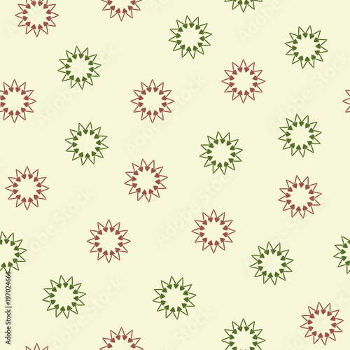 Seamless pattern with red and green hearts in a circle. Vector.