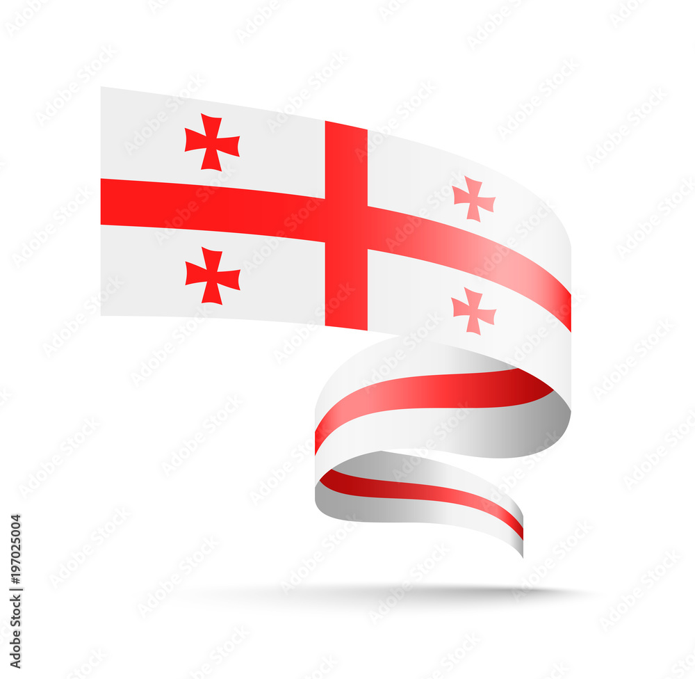 Obraz premium Georgia flag in the form of wave ribbon. Vector illustration on white background.