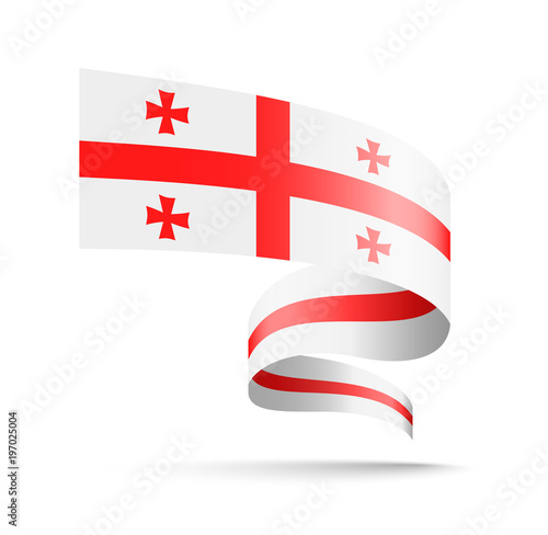 Georgia flag in the form of wave ribbon. Vector illustration on white background.