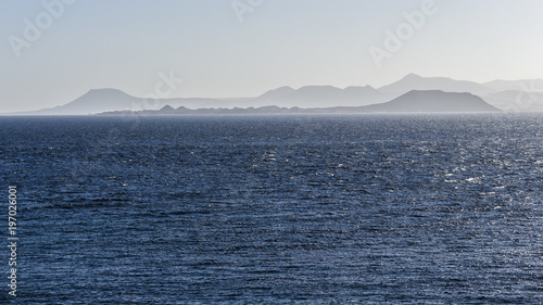 Atlantic Ocean with a view of the Canary Islands in the background.