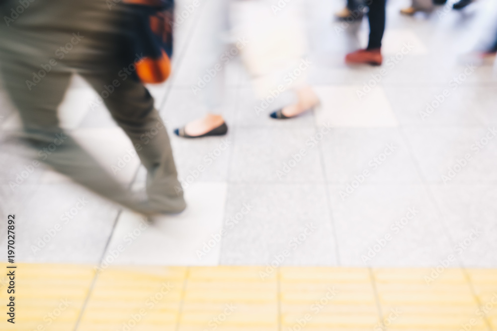 Fototapeta premium Blurred people in train station movement rush hour