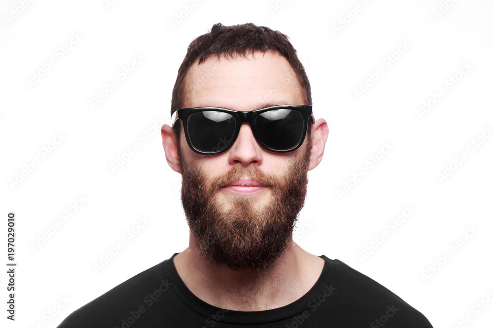 Hipster portrait isolated on white for your design Hipster portrait isolated on white for your design