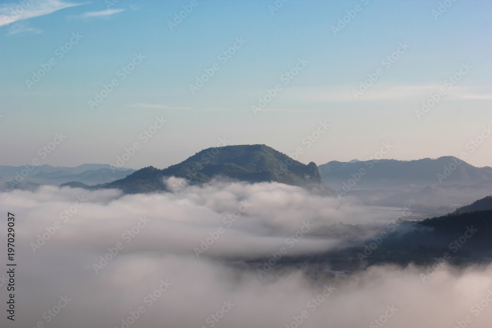 Beautiful of mountain and mist at phu thok chiang khan, Loei of Thailand