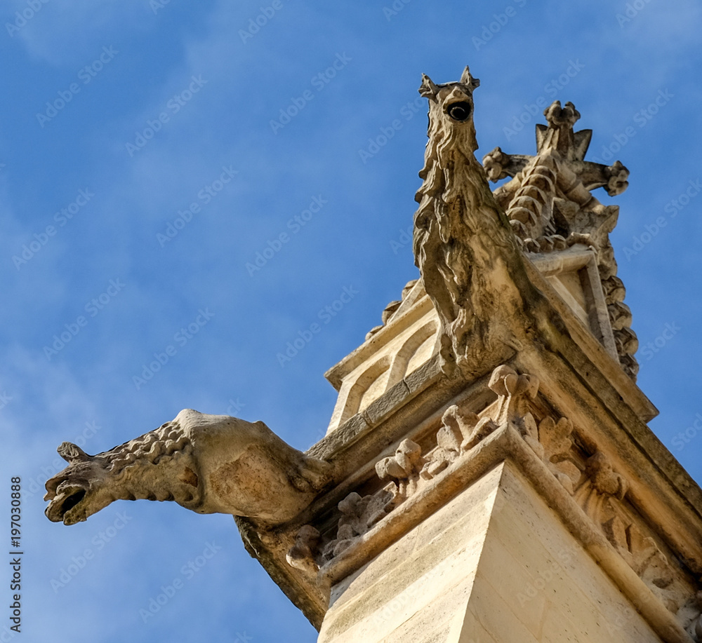 Fototapeta premium Paris - The gargoyles on the south side wall of the Saint Chapelle
