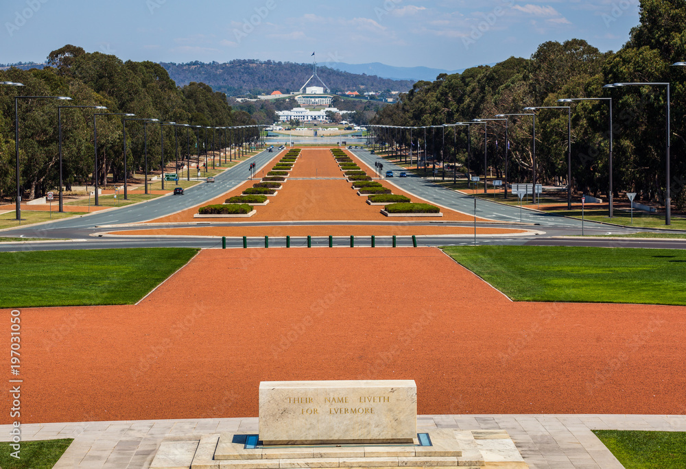 Fototapeta premium ANZAC Parade viewed from Australian War Memorial, Canberra, Australia