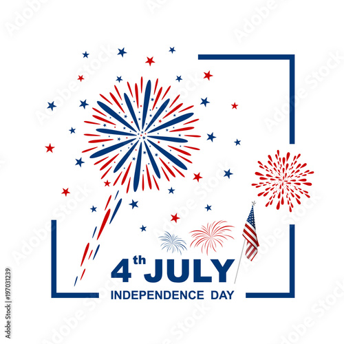 4 july USA independence day design on white background vector illustration