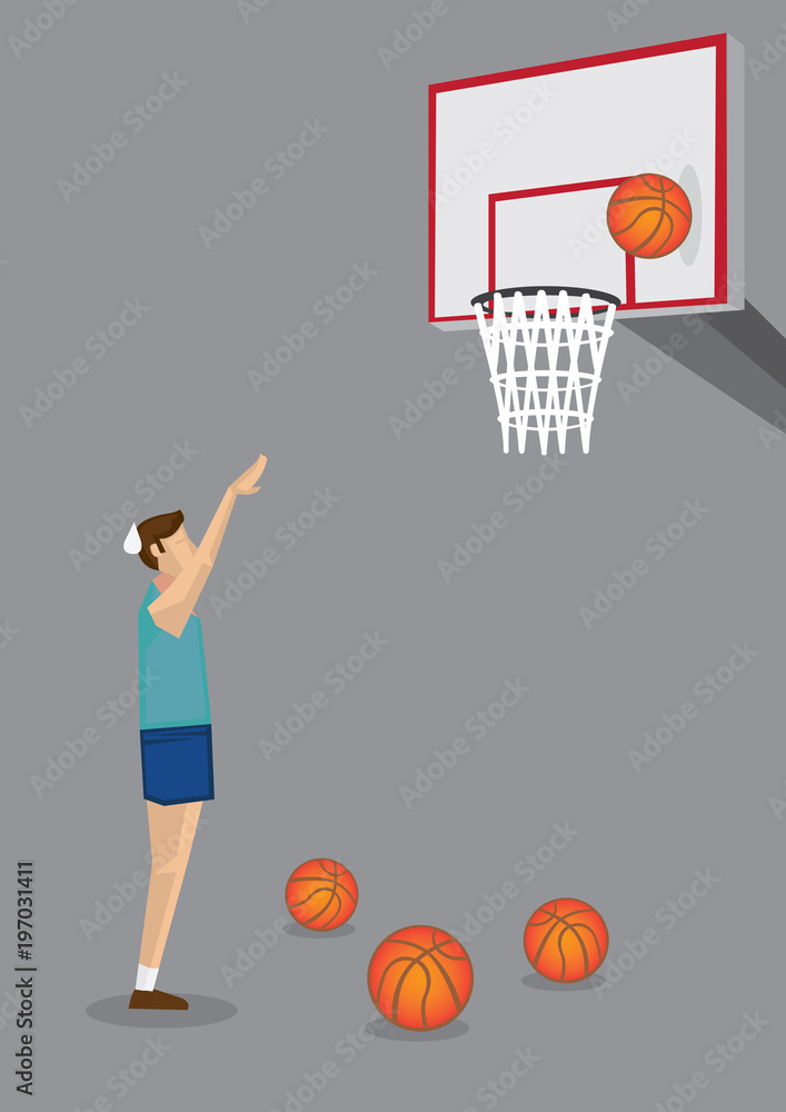 Uninspiring Basketball Missed Shot Vector Illustration Stock Vector