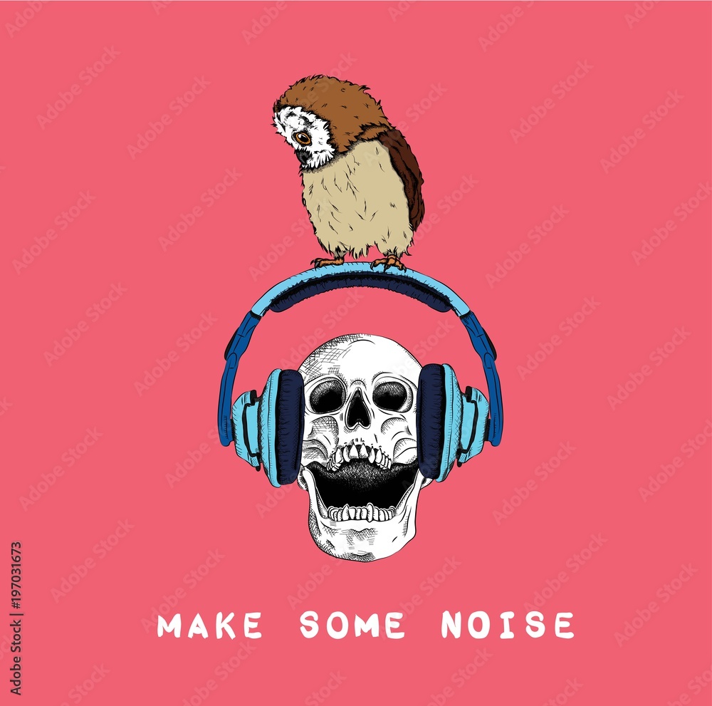 Owl sitting on the skull. Can be used for printing on T-shirts, flyers, etc. Vector illustration Owl sitting on the skull. Can be used for printing on T-shirts, flyers, etc. Vector illustration