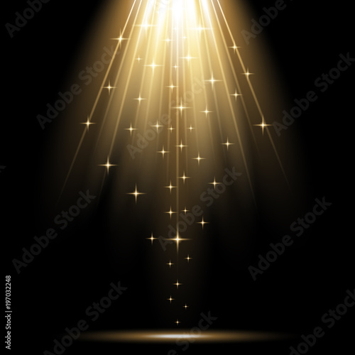 Vector spotlight effect with sequins, gold color