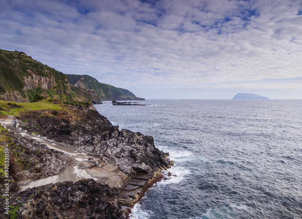 Coast near Santa Cruz das Flores, Flores Island, Azores, Portugal Coast near Santa Cruz das Flores, Flores Island, Azores, Portugal