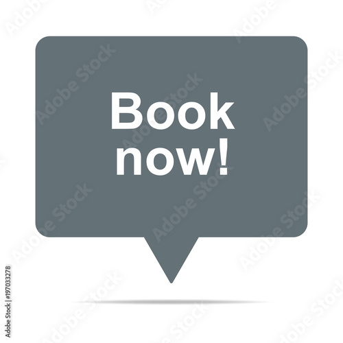 Graue Sprechblase mit Book now