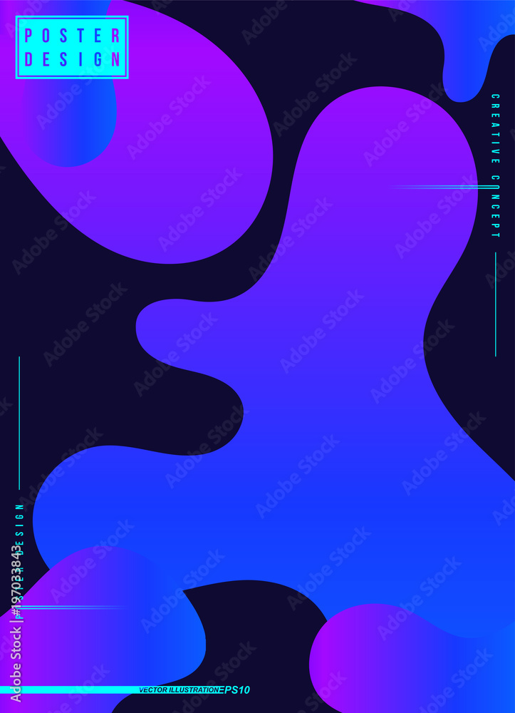Abstract minimalistic creative design poster with fluid colorful gradient. Template futuristic cover. Flat vector illustration EPS 10
