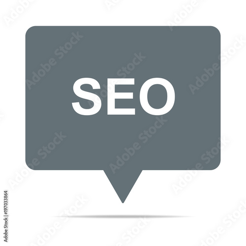 Graue Sprechblase mit SEO