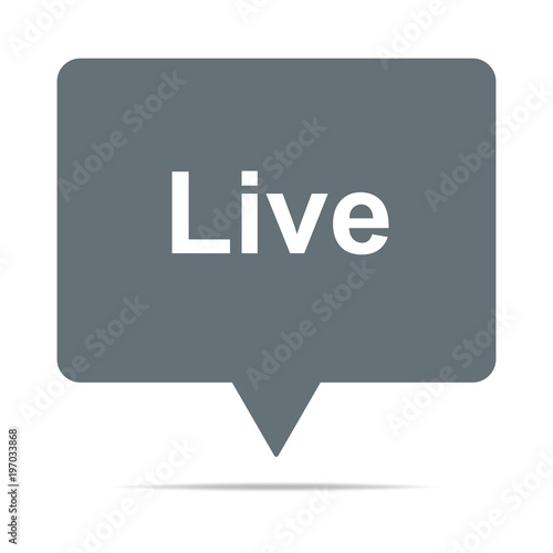 Graue Sprechblase mit Live