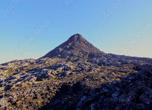 Piquinho, the pinnacle of the Mount Pico, seen from the Pico Alto, Pico Island, Azores, Portugal