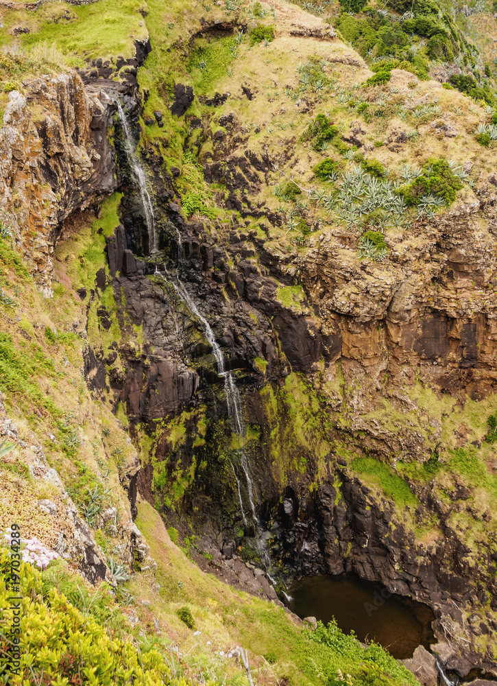 Cascata de Aveiro, waterfall, Maia, Santa Maria Island, Azores, Portugal Cascata de Aveiro, waterfall, Maia, Santa Maria Island, Azores, Portugal