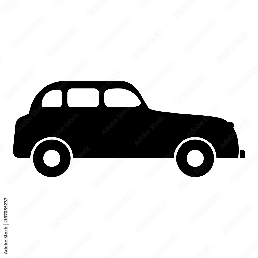 Retro car icon black color illustration flat style simple image