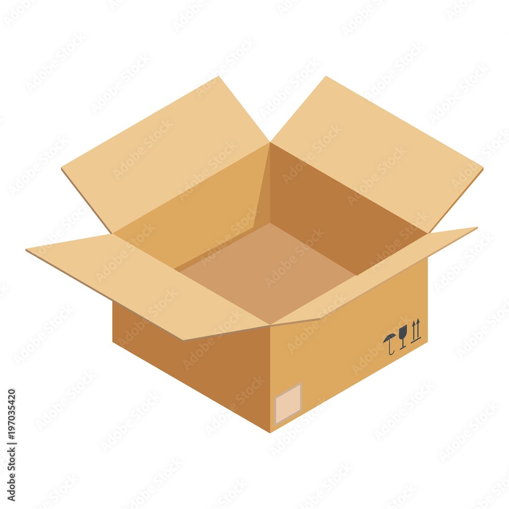 Empty box icon. Isometric illustration of empty box vector icon for web  Stock Vector | Adobe Stock