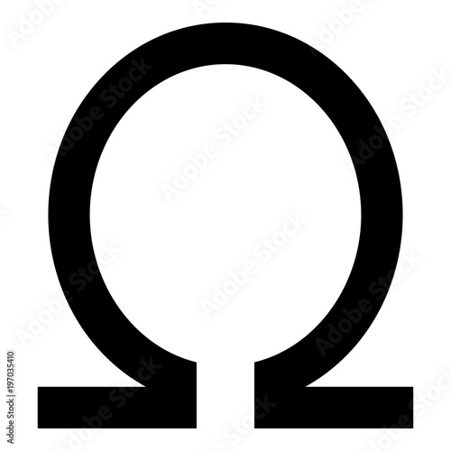 Symbol omega icon black color illustration flat style simple image photo