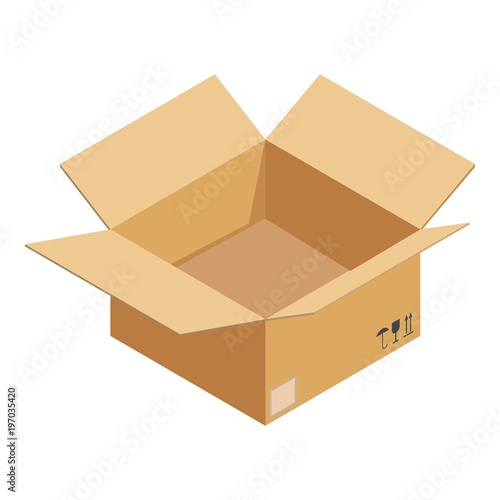 Empty box icon. Isometric illustration of empty box vector icon for web