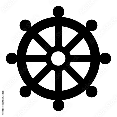 Symbol budhism wheel law religious sign icon black color illustration flat style simple image