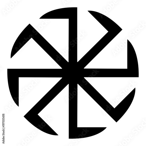 Slavic slavonis symbol Kolovrat sign sun icon black color illustration flat style simple image