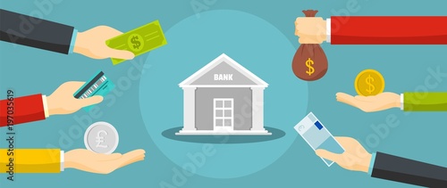 Bank banner. Flat illustration of bank vector banner for web