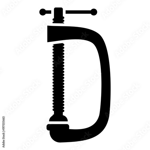 Cramp screw-clamp icon black color illustration flat style simple image