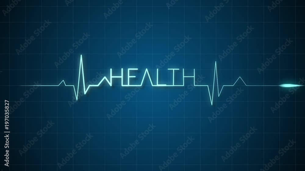 EKG Monitor Graph Form the Word Health. an ekg blip pulsates and forms the word health each time it pulses through. Looping EKG Monitor Graph Form the Word Health. an ekg blip pulsates and forms the word health each time it pulses through. Looping