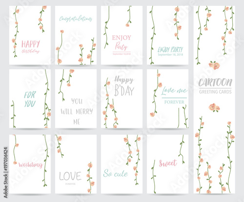 Colorful greeting card with flower,leaf and plant